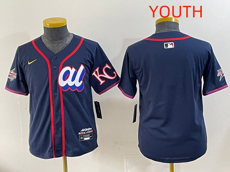 Youth 2025 Kansas City Royals Blank Drak Blue All star Blank Blue Nike MLB Jersey style 1